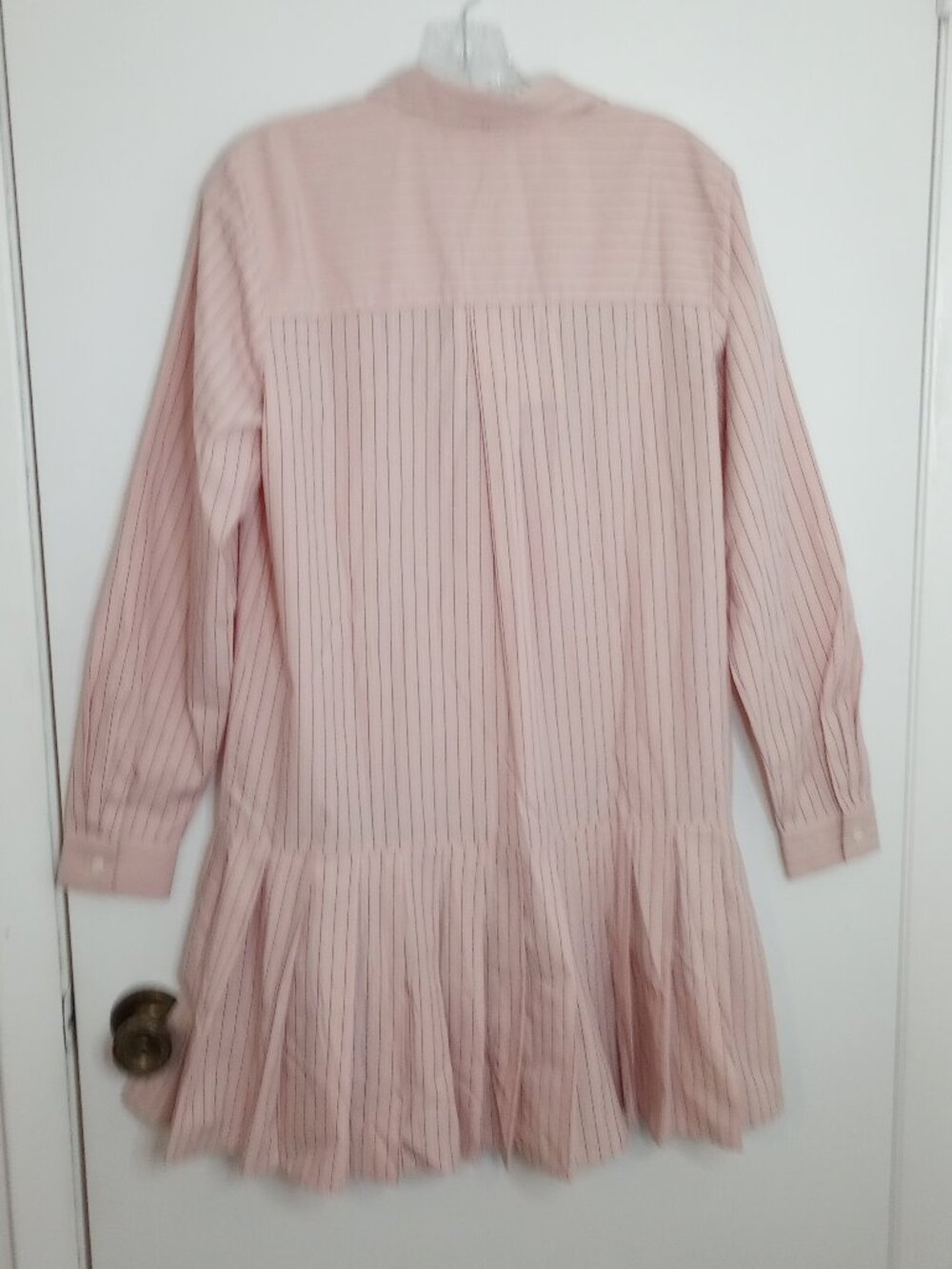Loft Pink Striped Cotton Poplin Preppy Shirt Dress - Picture 7 of 11